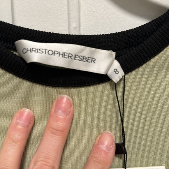 NWT Christopher Esber Fran dress pistachio with black and white trim size AU8 - Picture 5 of 6